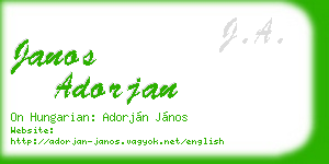 janos adorjan business card