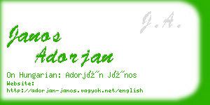 janos adorjan business card